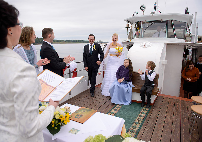 vestuvių ceremonija laive